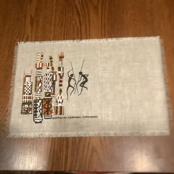 Seven Australian Aboriginal Corroboree Natural Material Placemats - Picture 6 of 11